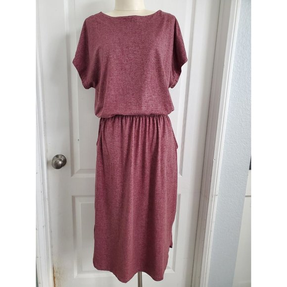 Lularoe Casual Signaturesoft Midi Criss-cross Dress With Pockets In Plum Size S - Picture 4 of 9